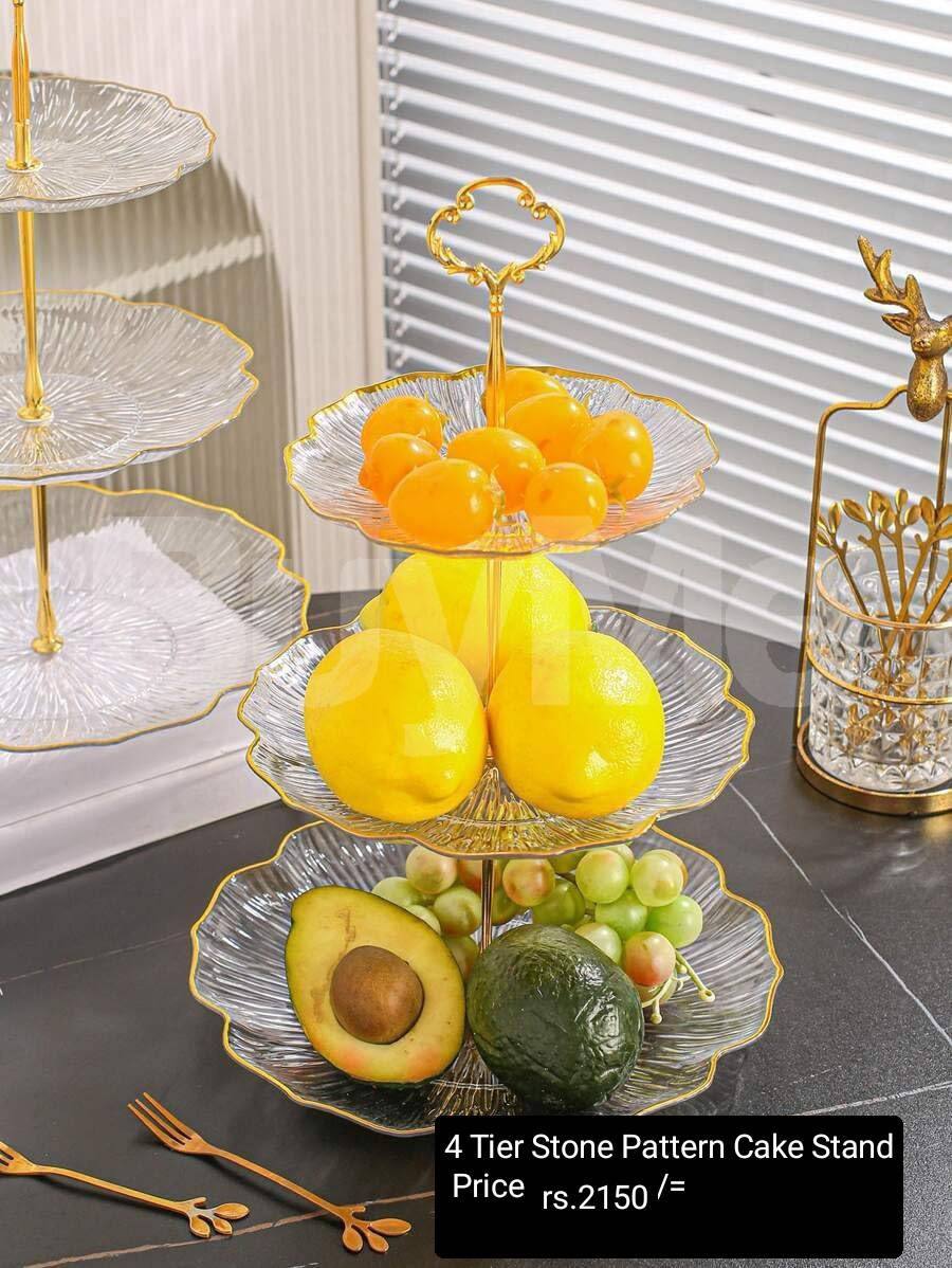 4 TIER STONE PATTERN CAKE STAND