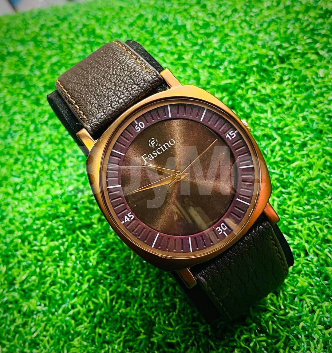 FASCINO NEW FASHIONABLE LATHER STRAP OFFICIAL WATCHES FOR GENT