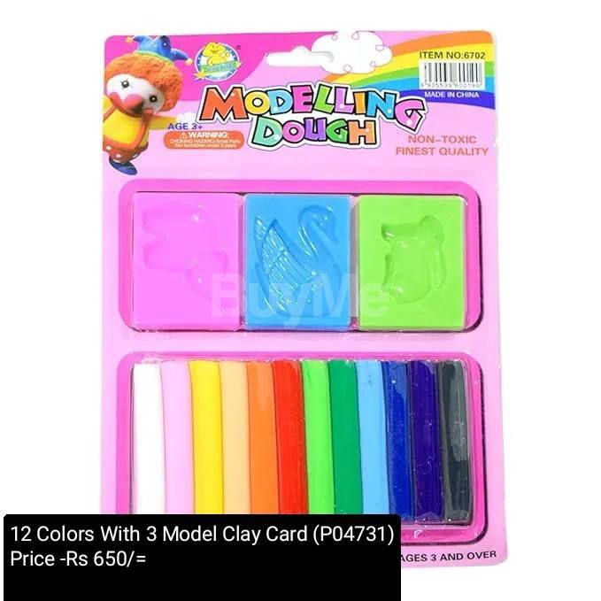12 COLOURS WITH 3 MODEL CLAY CARD