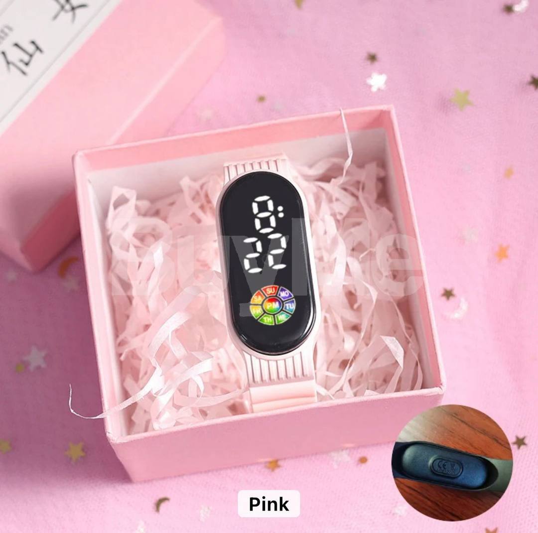 FASHION PLAIN COLOR TOUCH SMART WATCHES ELECTRONIC - PINK