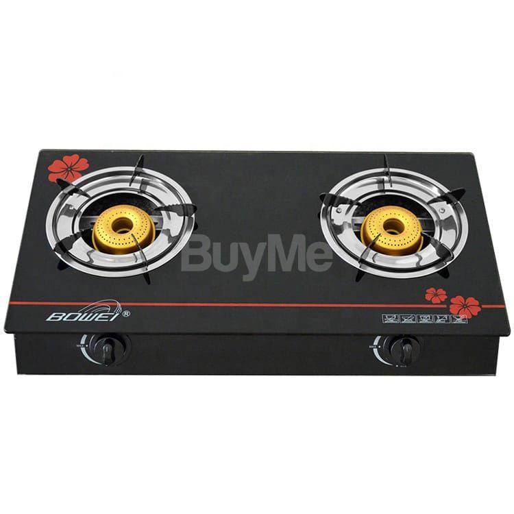 BOWEI DOUBLE BURNER GLASS TOP GAS COOKER WITH CAST IRON BURNER CAP – BWBL2036