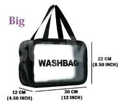 CLEAR COSMETIC TRAVEL WASH BAG LARGE (BLACK)