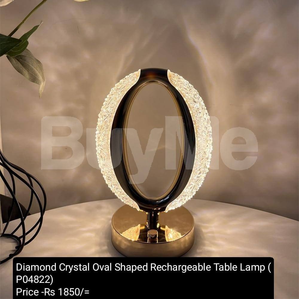 DIAMOND CRYSTAL OVAL SHAPED RECHARGEABLE TABLE LAMP