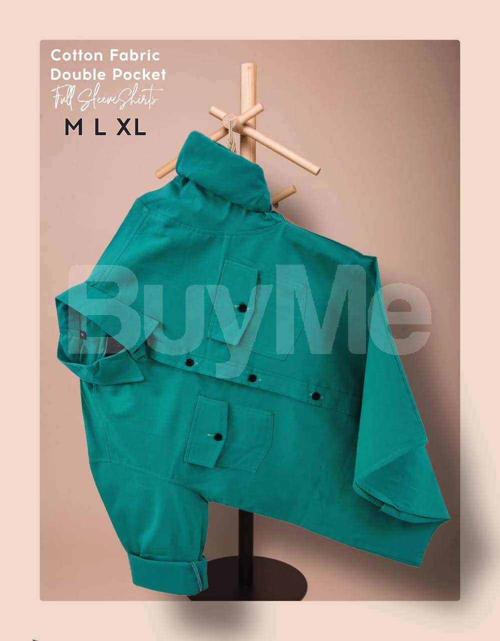 LONG SLEEVE DOUBLE POKET SHIRT-PLAIN DESIGN