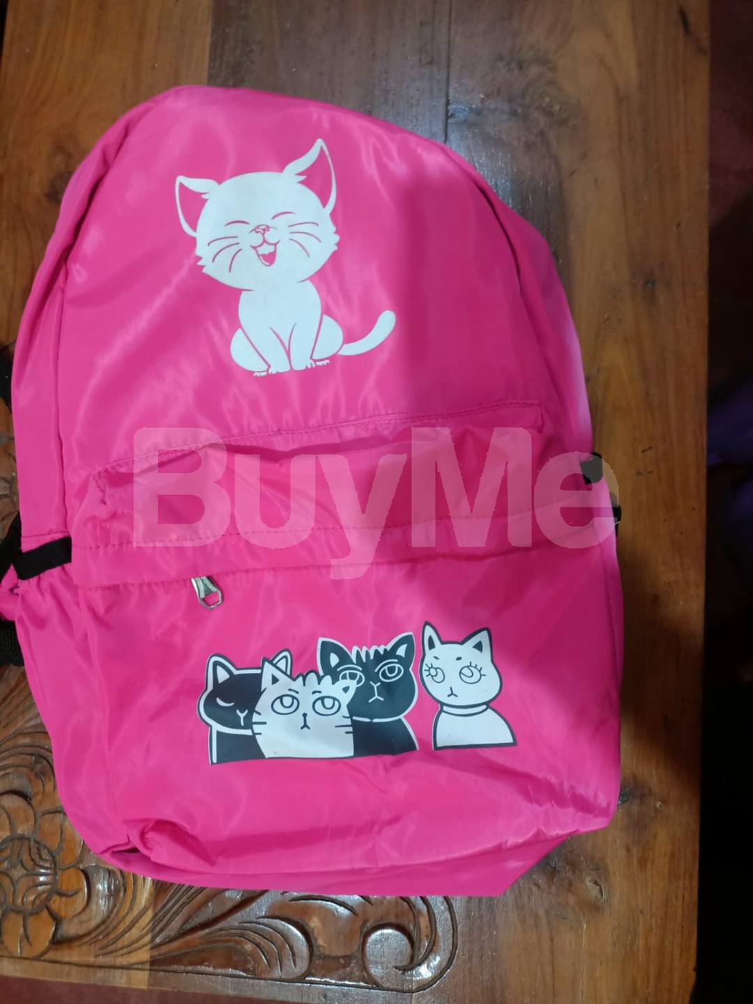 SMILE CAT PRINTED KID BAG - PINK