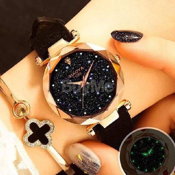 LADIES LUMINIOUS STAR SKY WATCHES - BLACK STRAP