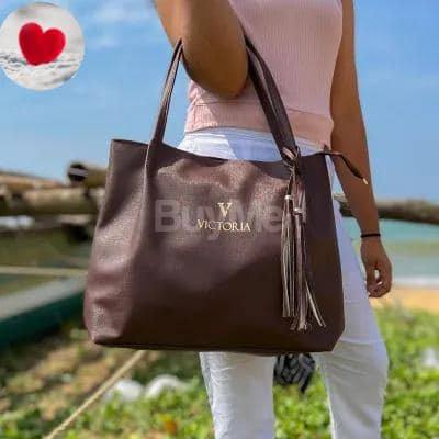 LADIES HANDBAG - DARK BROWN