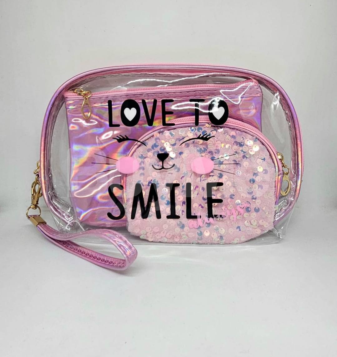 LADIES MAKE UP POUCH 3 SET BAG , MADE IN KOREA 🇰🇷,(RANDOM DESIGN)