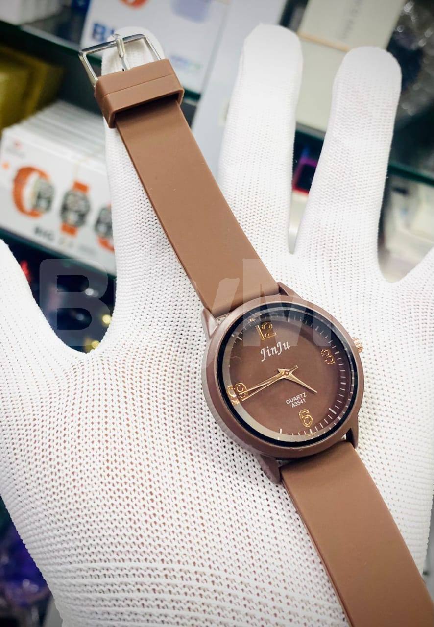 JINJU RUBBER STRAP LADIES WATCHES - BROWN