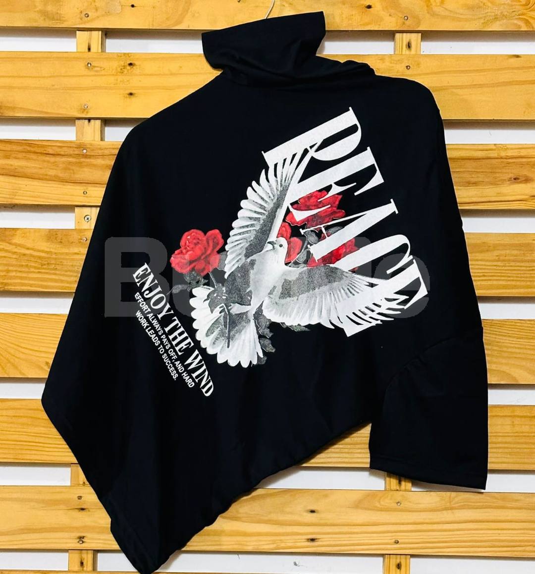DOUBLE SIDE PRINT CREW NECK TSHIRT -  BLACK COLOUR