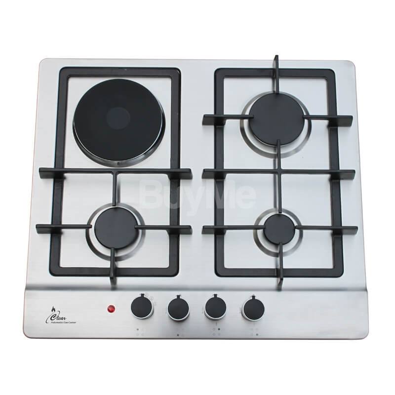 CLEAR STAINLESS STEEL COOKER HOB WITH 1 ELECTRIC HOT PLATE