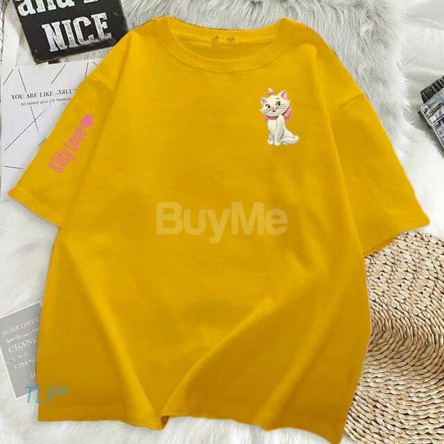 KITTY LOVE BAGGY TSHIRT - YELLOW