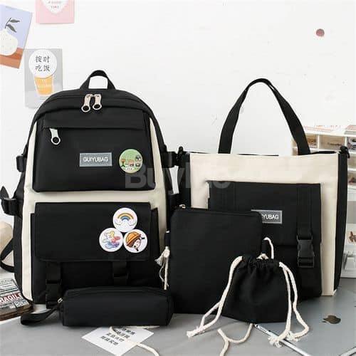 4PCS SET BACKPACK - BLACK