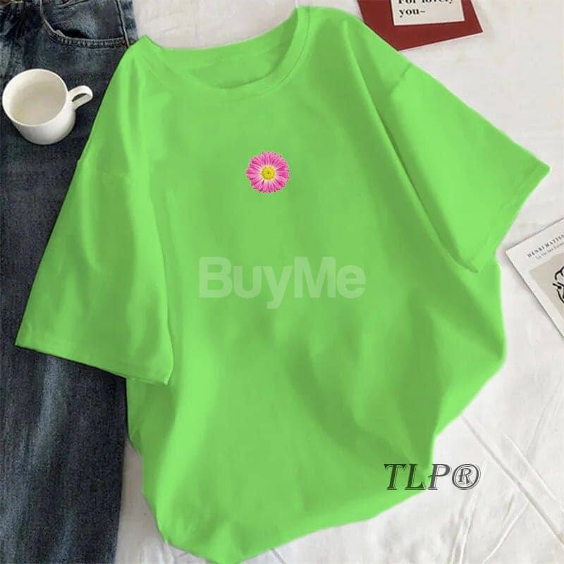 FLOWER PRINT BAGGY TSHIRT - LIGHT GREEN
