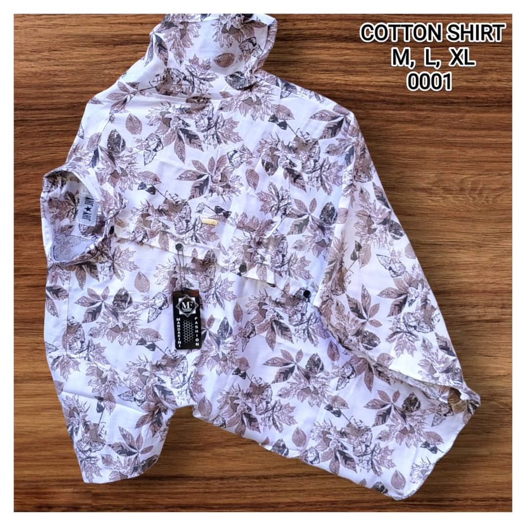 COTTON SHIRT - WHITE & BROWN
