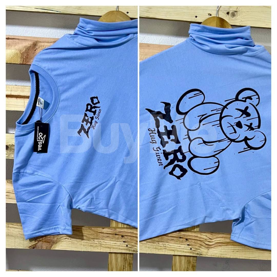 CREW NECK BEAR TSHIRT - LIGHT BLUE