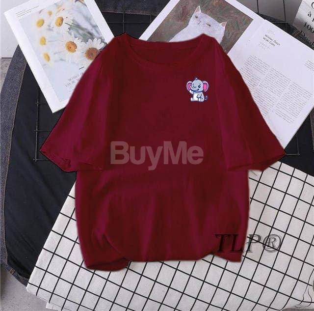 ELEPHANT PRINTED BAGGY TSHIRT - MAROON