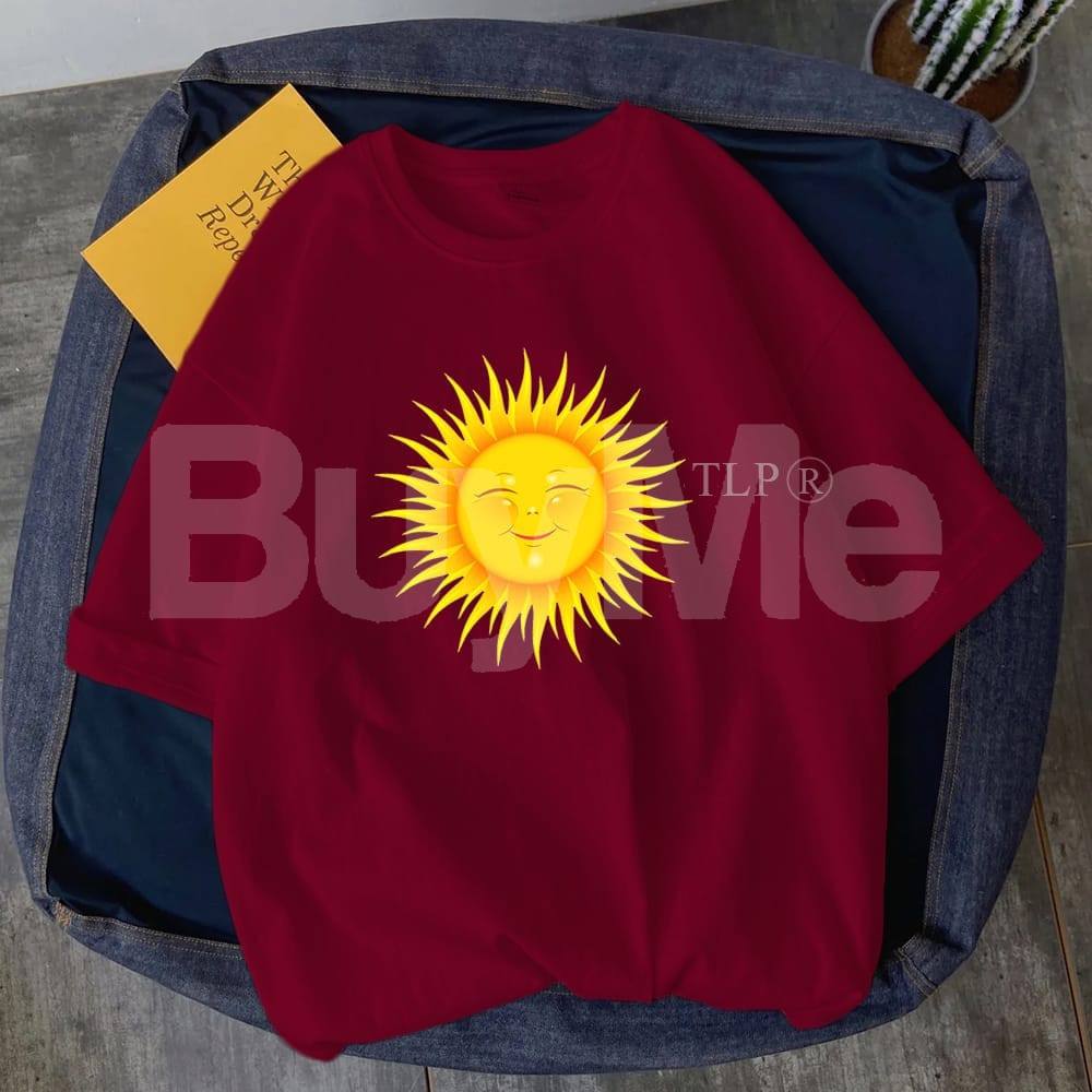 SUN PRINTED BAGGY TSHIRT - MAROON