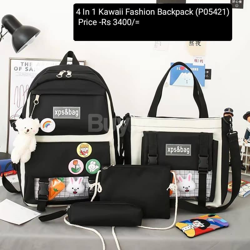 4 IN 1 KAWAII FASHION BLACK BACKPACK