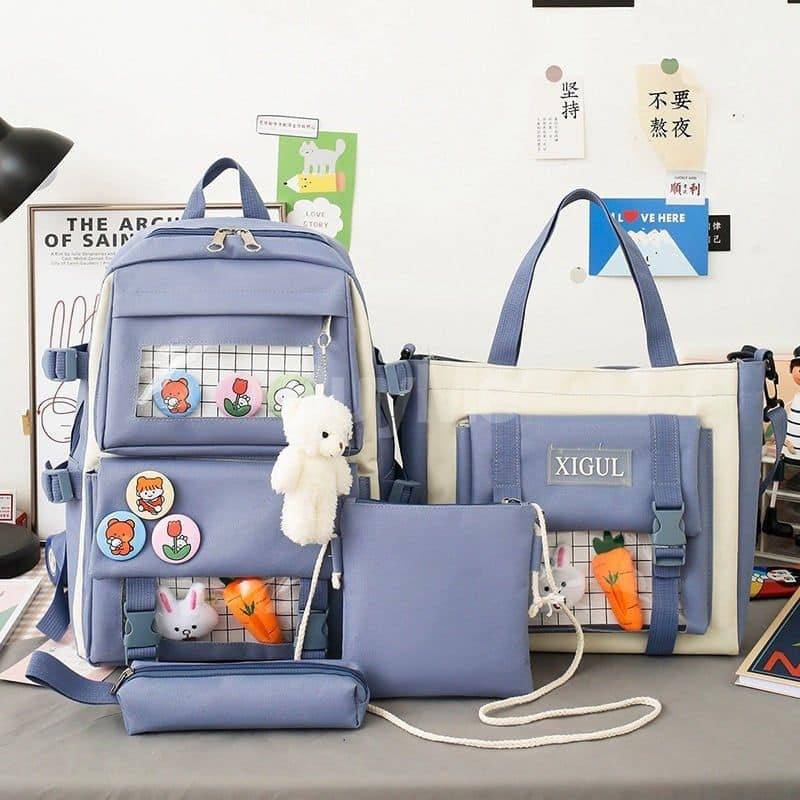 4PCS SET BLUE BACKPACK