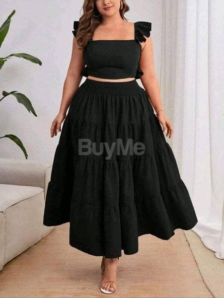 SKIRT & CROP TOP - BLACK