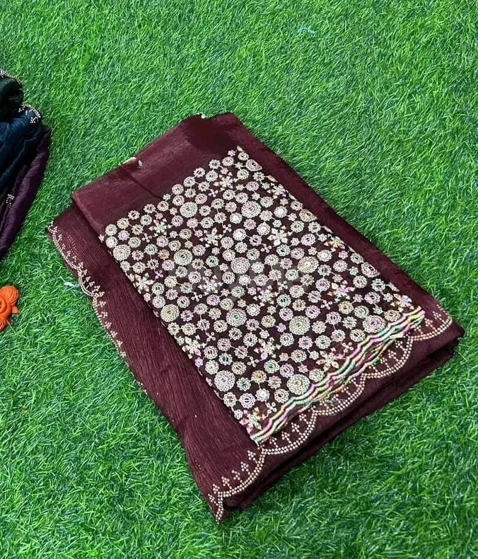 LADIES PARTY-WEAR SAREE - BROWN