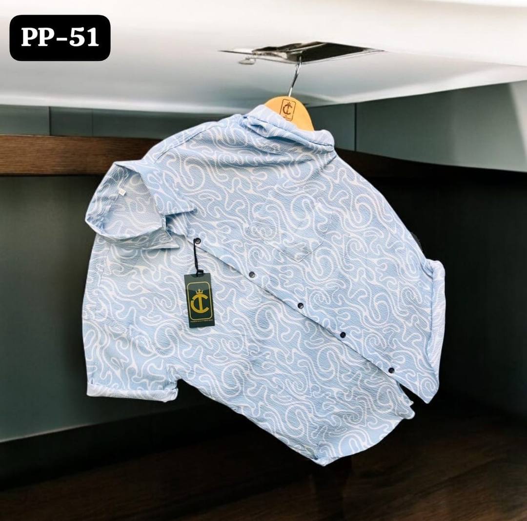 STRECHBLE POPCORN SHIRT - LIGHT BLUE