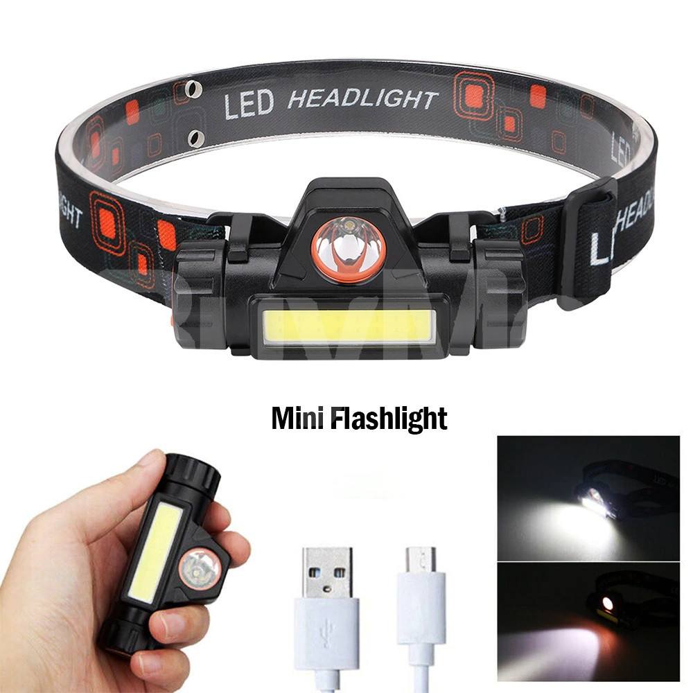 PORTABLE MINI FLASHLIGHT Q5+COB LED HEADLAMP