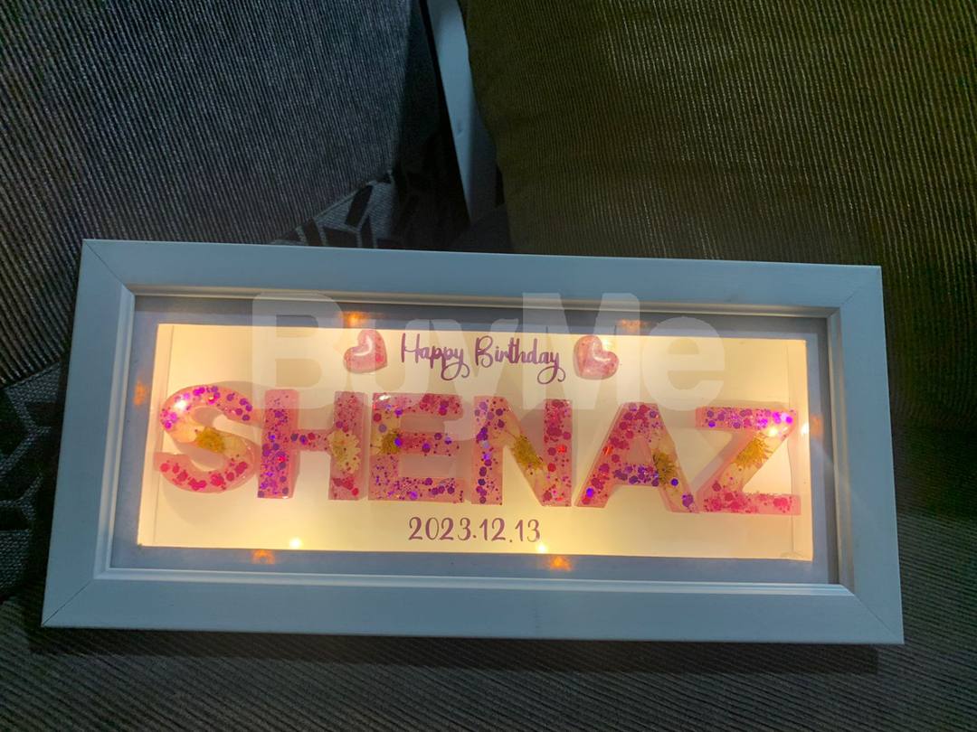 RESIN NAME OR DATE SHADOW BOX - WITH LIGHT