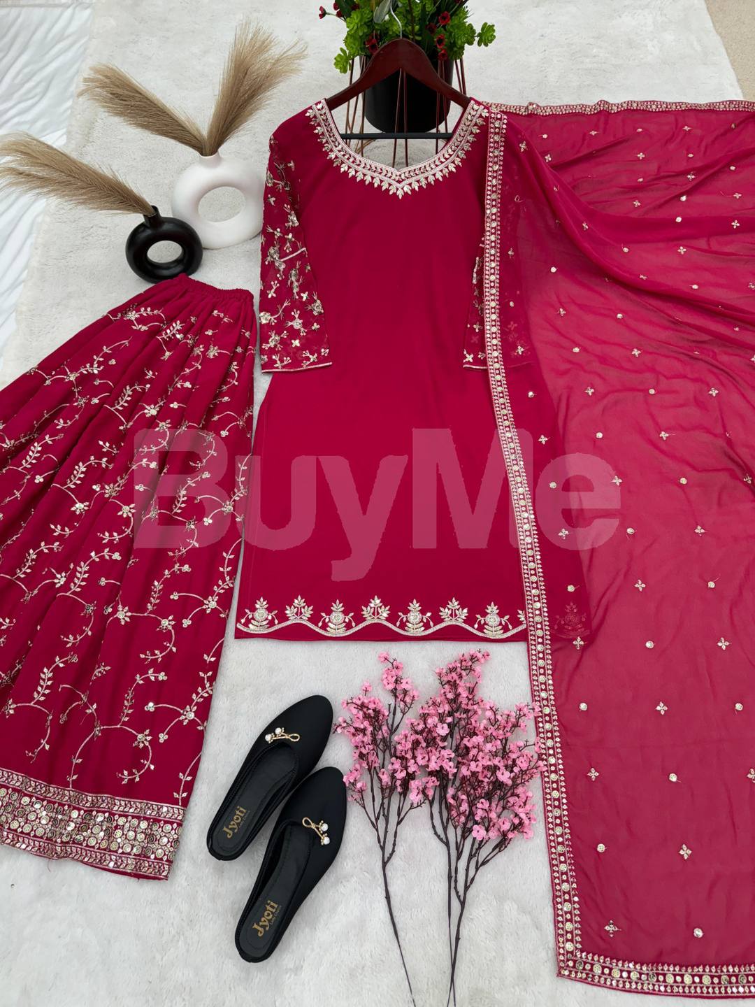 NEW DESIGNER PARTY WEAR LOOK TOP-PLAZZO AND DUPATTA WITH HEAVY EMBROIDERY