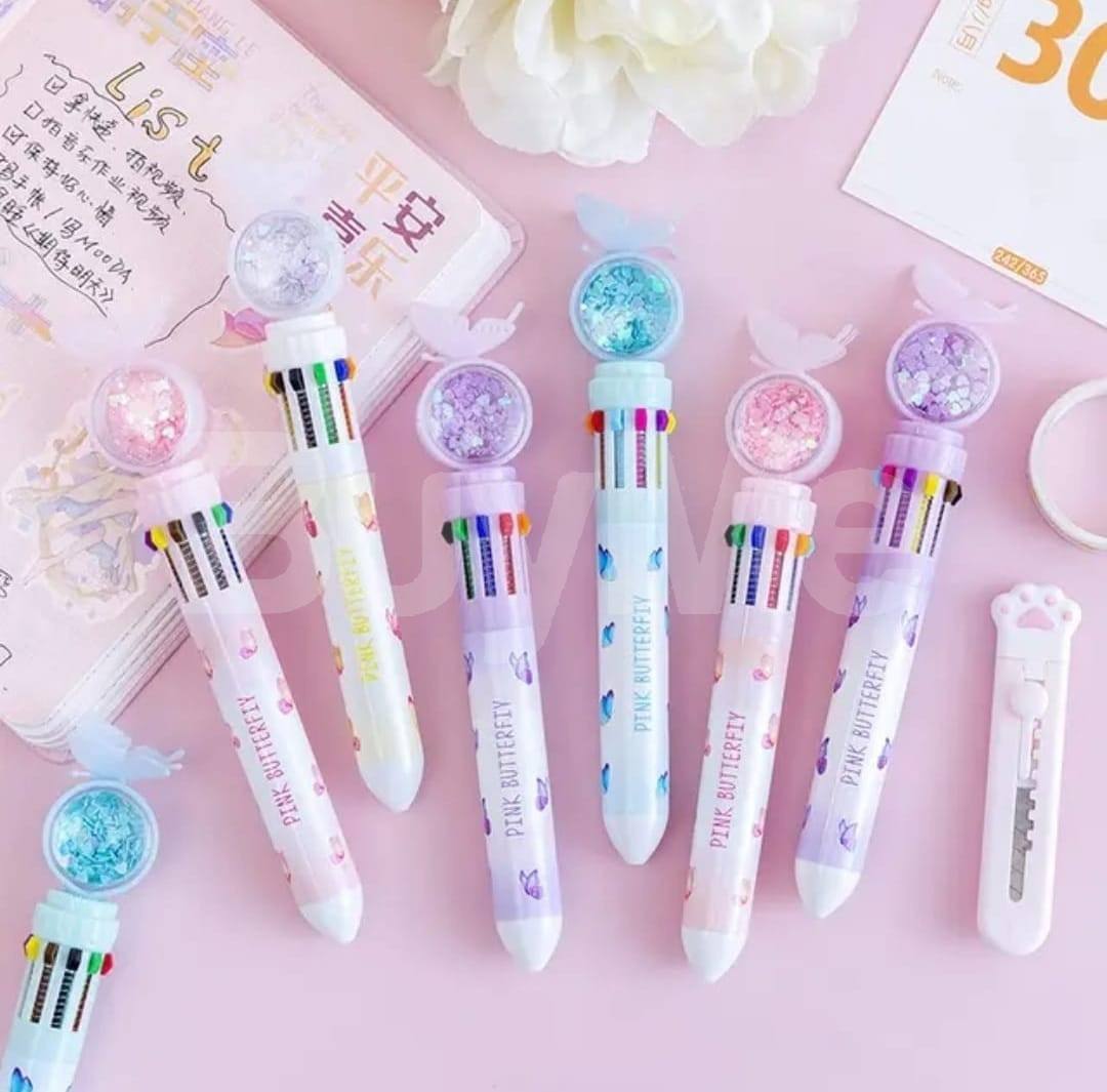 10 COLOURS BUTTERFLY PEN