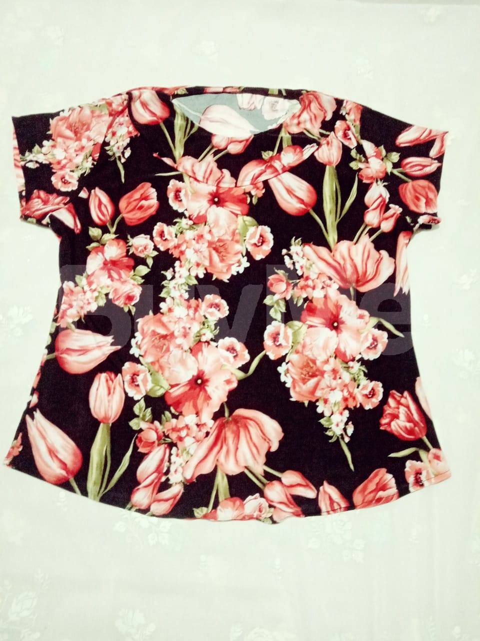BLACK & LIGHT RED BLOUSE