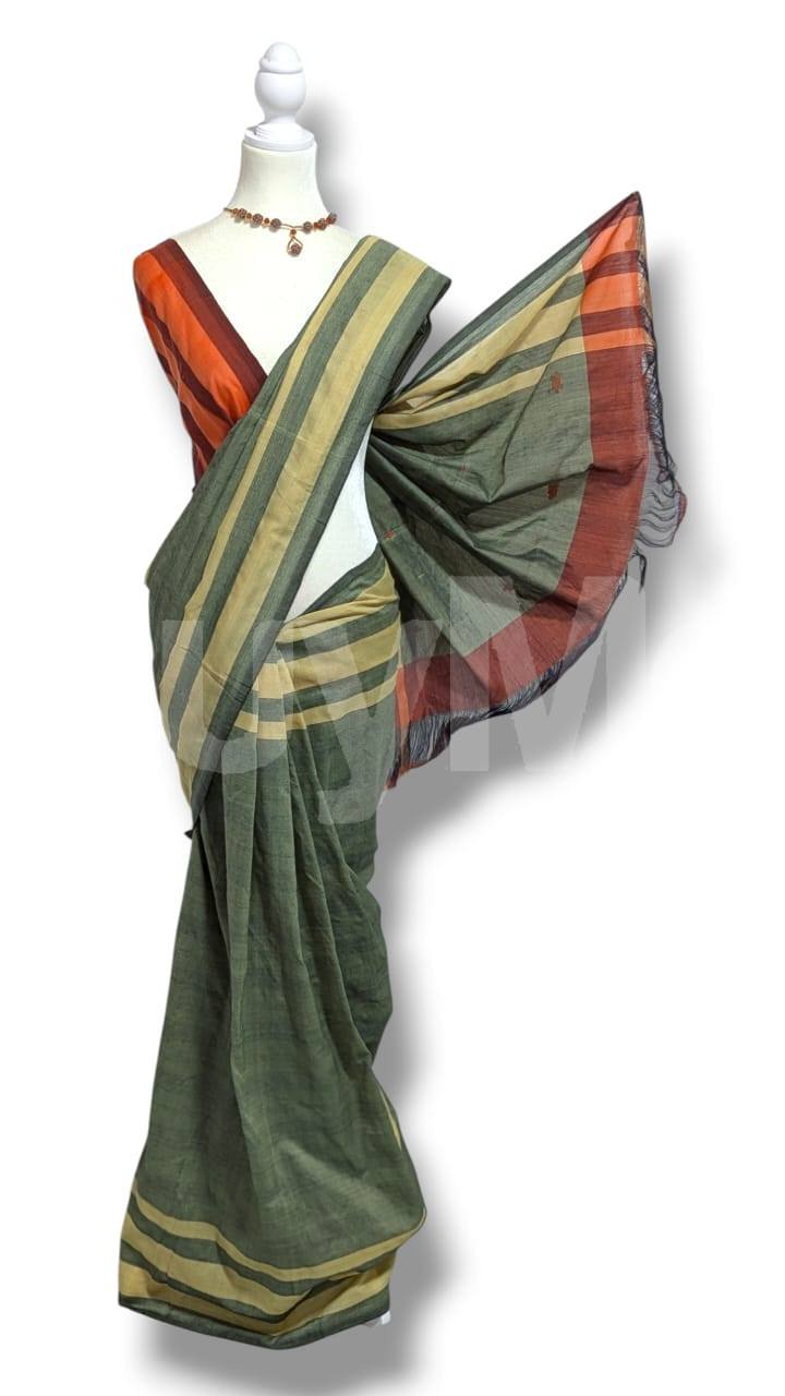 COTTON POLYESTER MIXED HANDLOOM SAREE