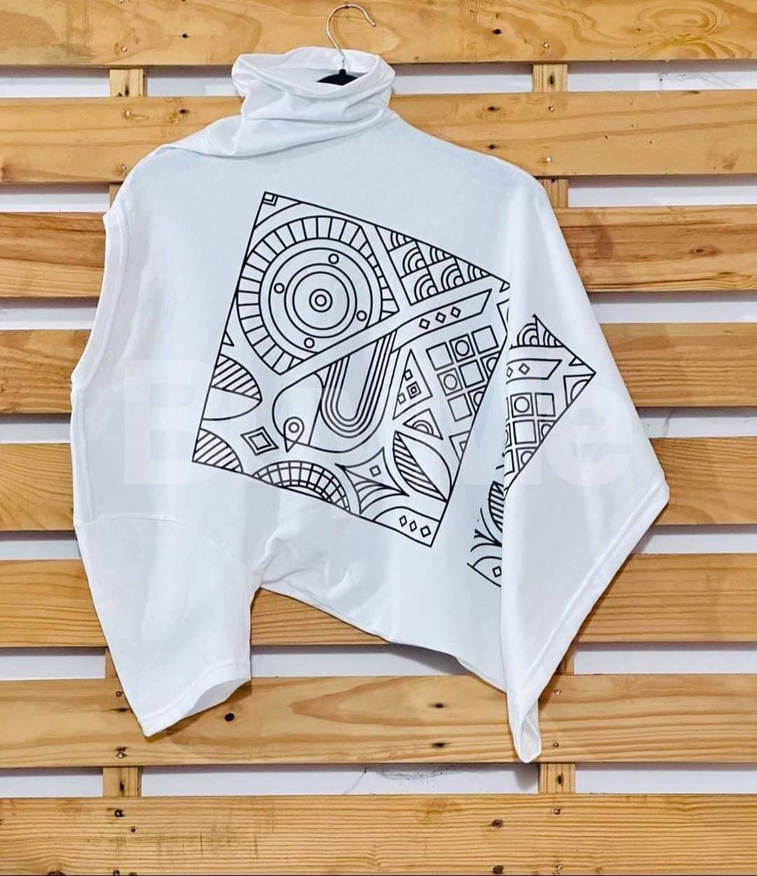 TRENDING CREW NECK TSHIRT DOUBLE SIDE PRINTED - WHITE