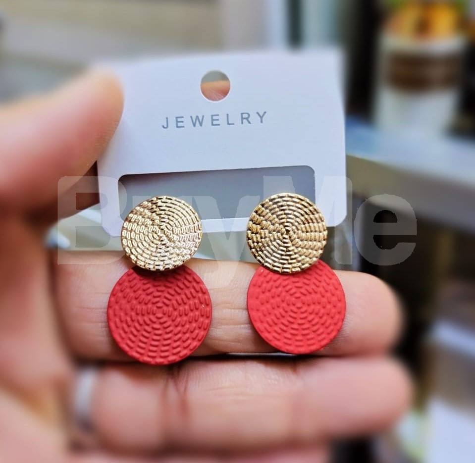 DOUBLE CIRCLE EARRING - RED