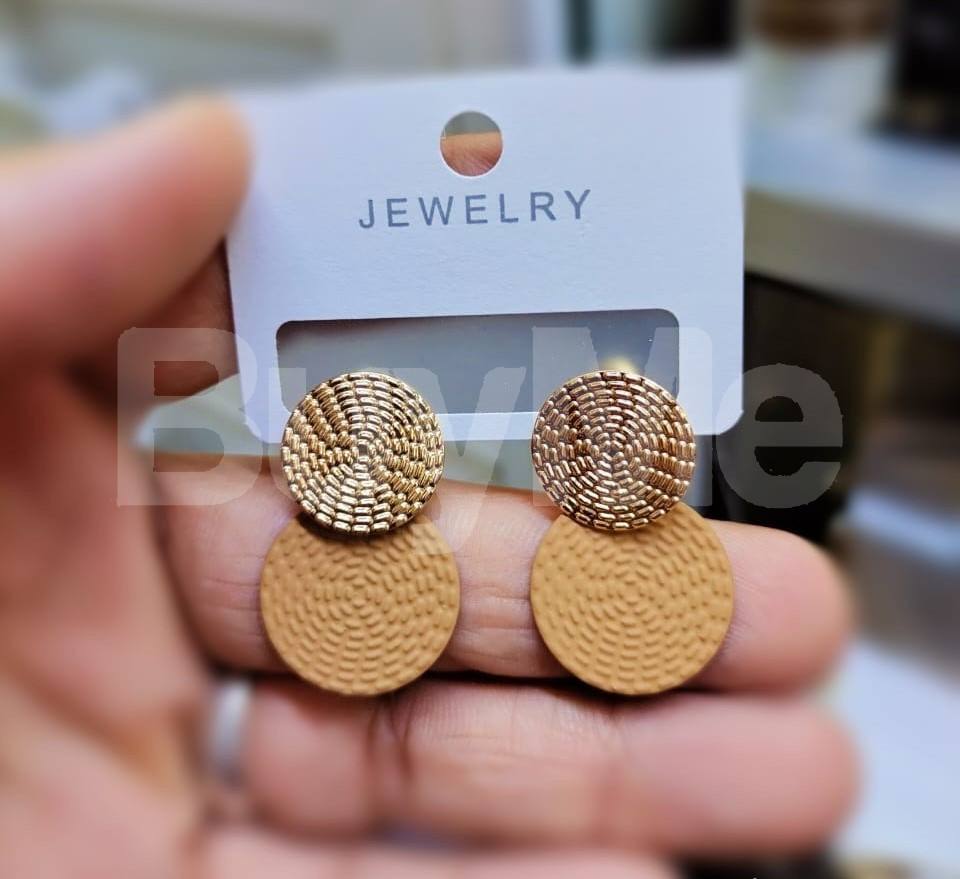 DOUBLE CIRCLE EARRING - BEIGE