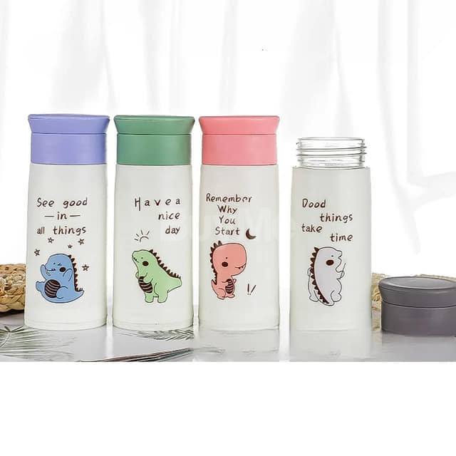 350ML DINOSAUR PORTABLE GLASS WATER BOTTLE