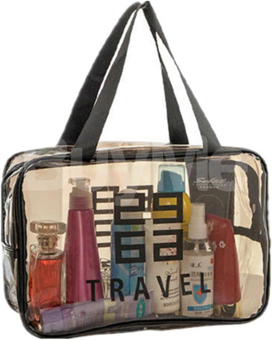 TRANSPARENT COSMETIC BAG WASH BAG BUSINESS TRIP STORAGE BAG HAND-HELD MAKE-UP BAG BUGGY BAG 9.5" - L
