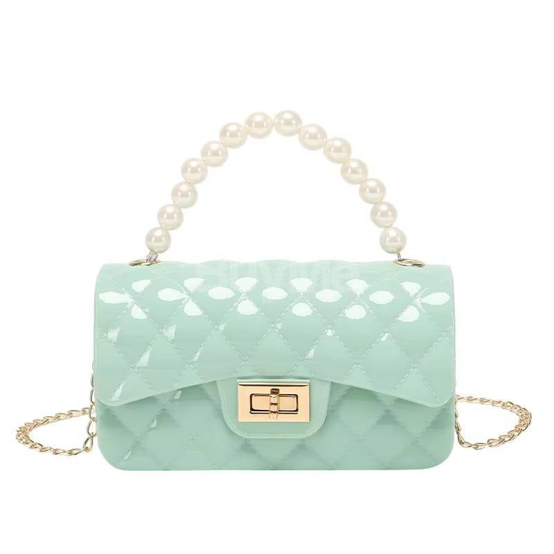 IMPORTED CHAIN SHOULDER BAG - LIGHT GREEN