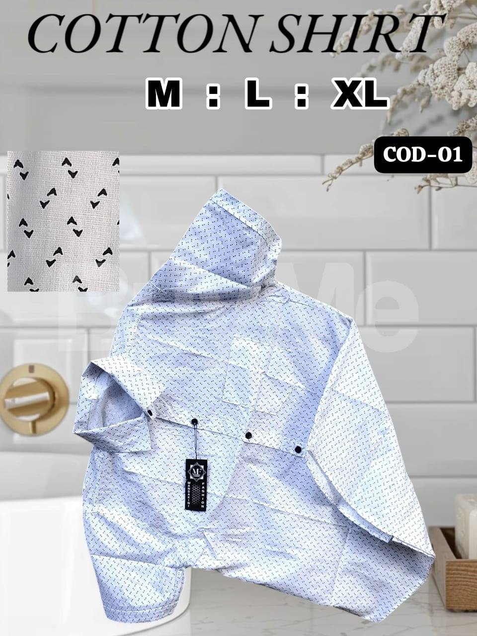 COTTON SHIRT FOR SALE - WHITE MIX BLUE