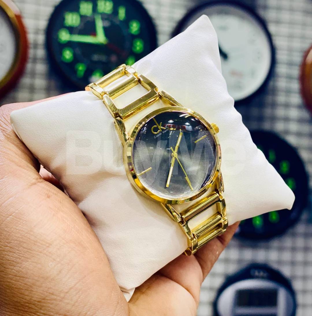 CK CALVIN KLEIN STEEL WATCH FOR LADIES - GOLD WITH BLACK