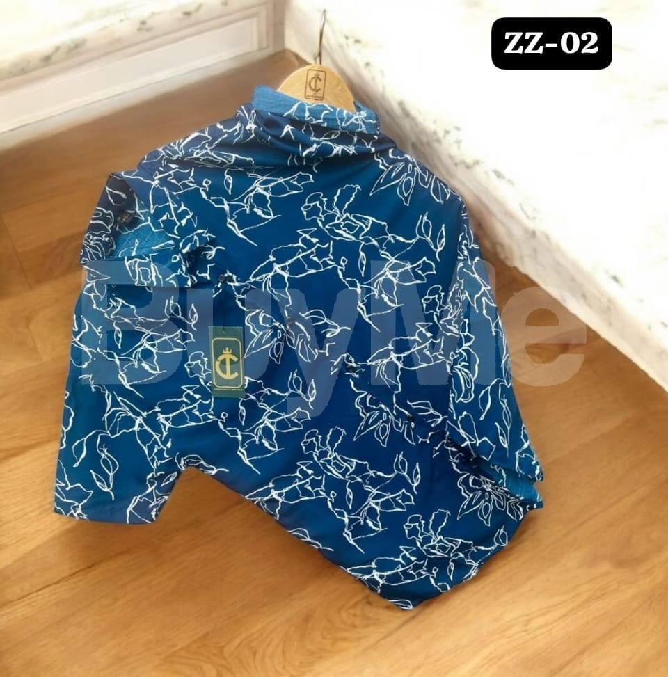 DAZZLING MENS HAWAIN SHIRT - DARK BLUE