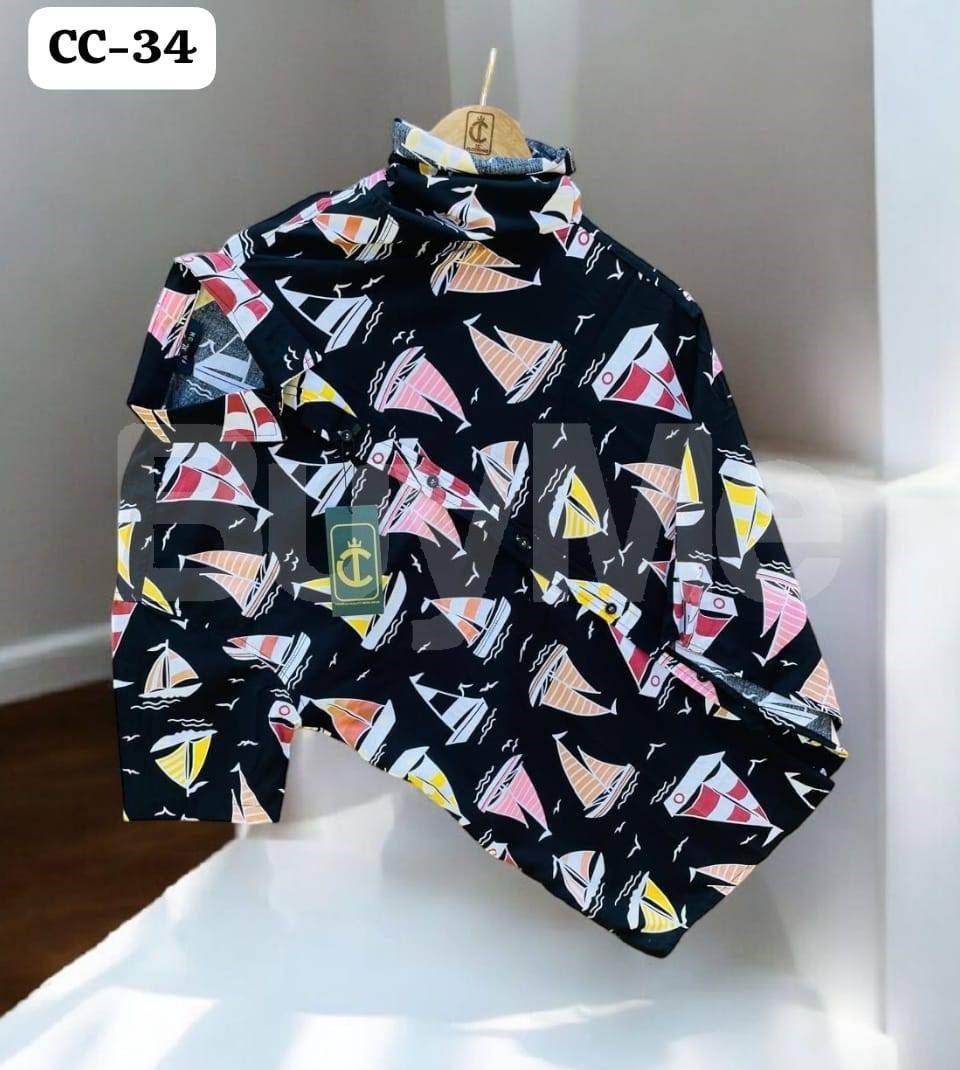 SHORT SLEEVE HAWAIN SHIRT PRINTED - BLACK