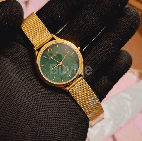 CITIZENS - LADIES GOLD WATCH - GREEN DIAL