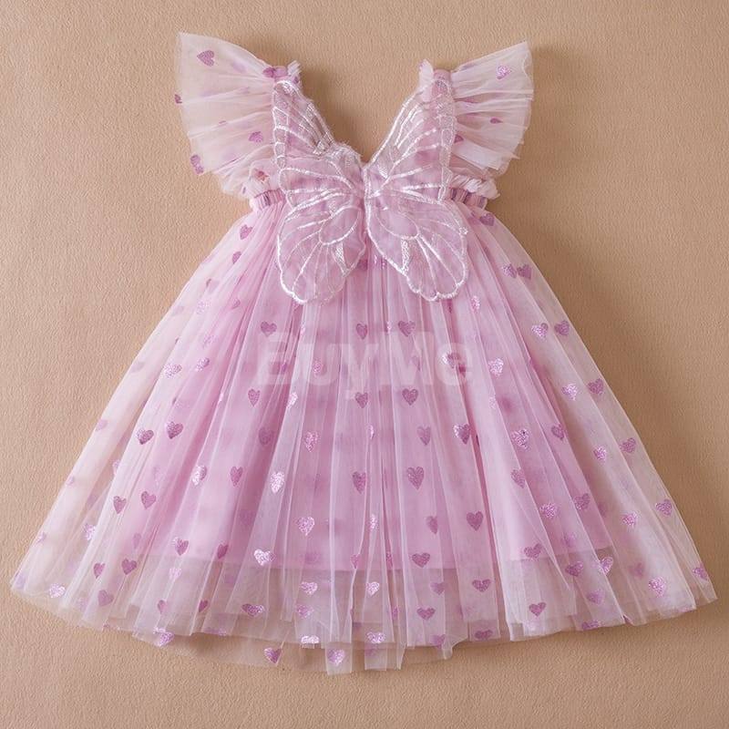 GIRLS SUMMER NEW FLYING SLEEVES SEQUINS MESH DRESSES FOR KID GIRLS