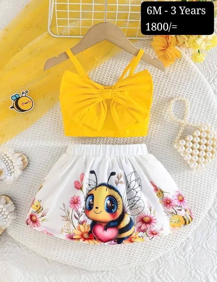 YELLOW DESIGN FROCK FOR KIDS