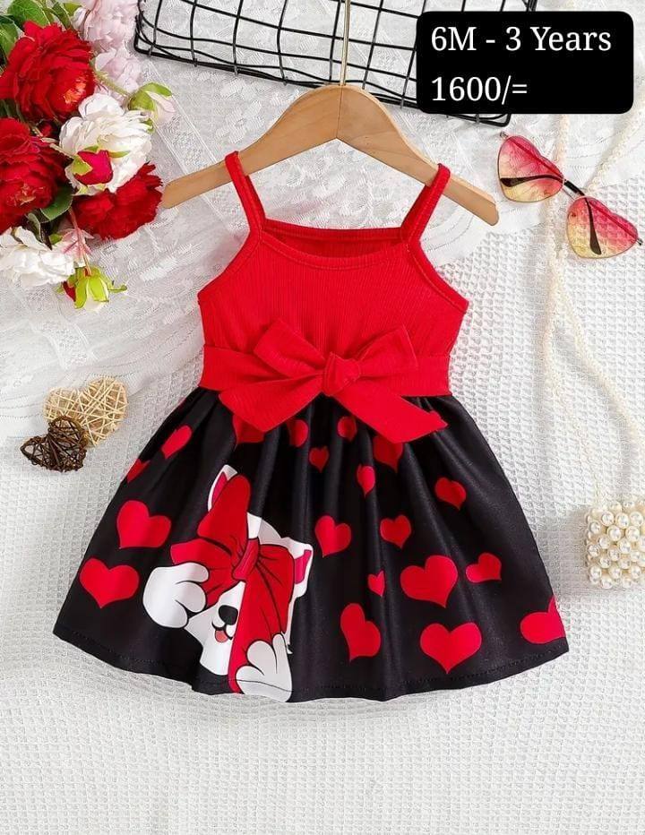 RED AND BLACK DESIGN KIDS FROCK
