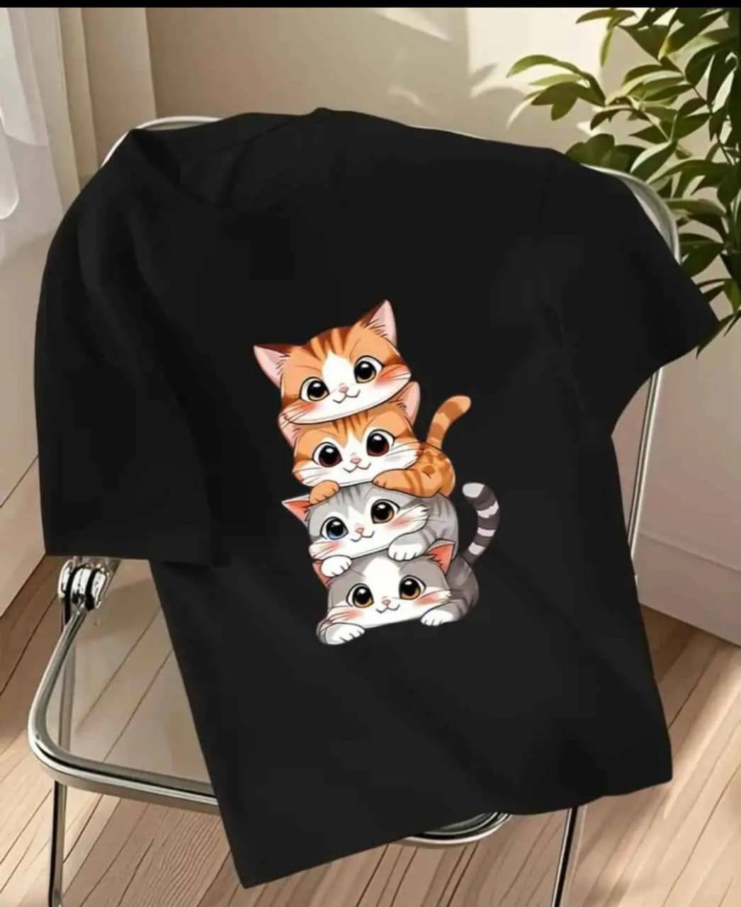 CUTE KITTIES T SHIRT - BLACK