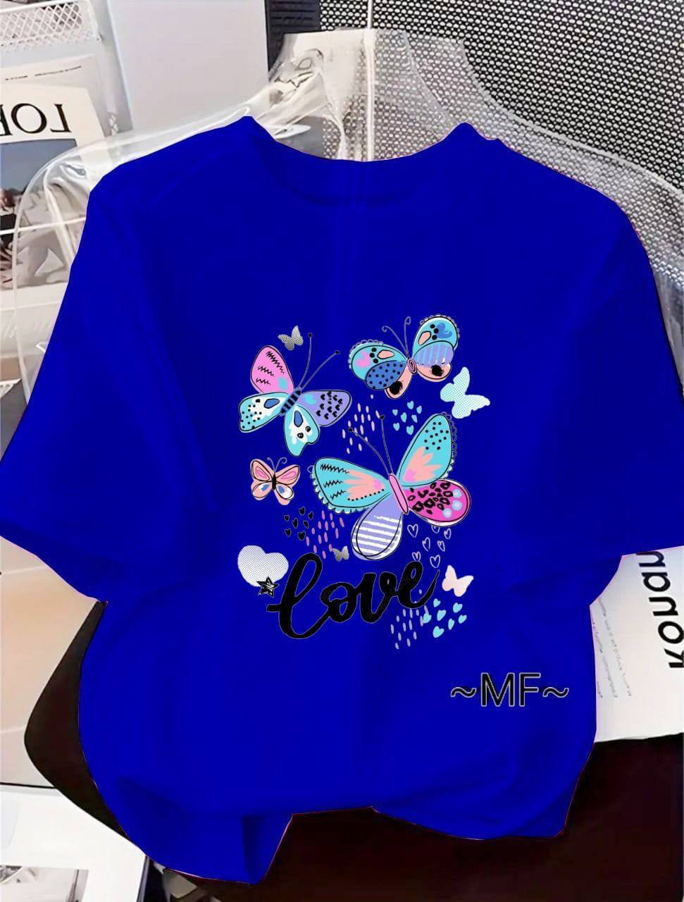 DARK BLUE TEE WITH 'LOVE' PRINT