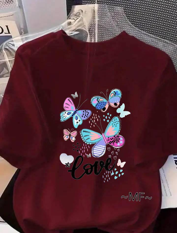 DARK BROWN TEE WITH 'LOVE' PRINT